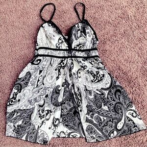 California Dynasty Open Belly Spaghetti Strap Top Size M Black White